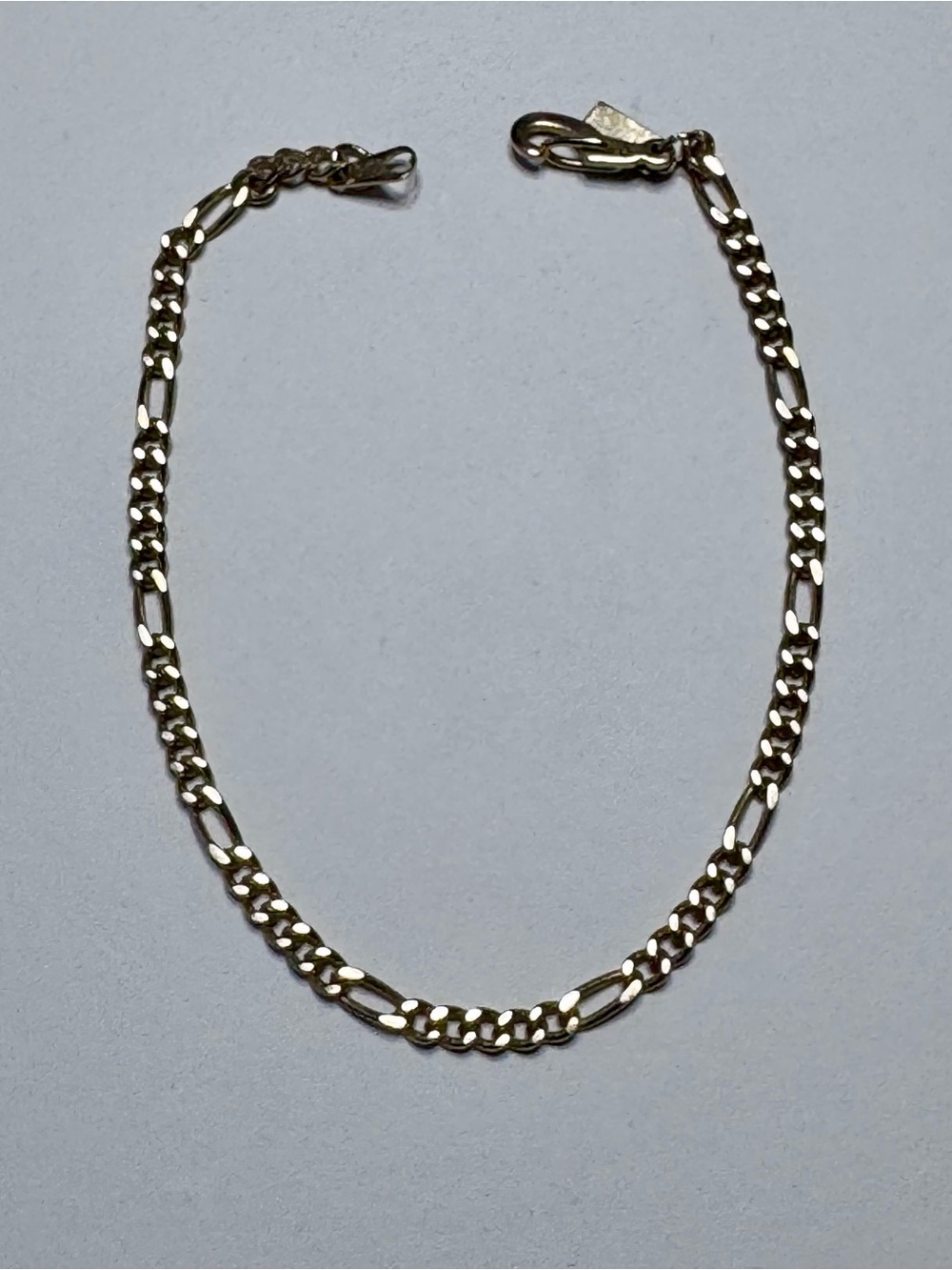 Gold Figaro Chain Bracelet -14KGP- 7.5 Inch